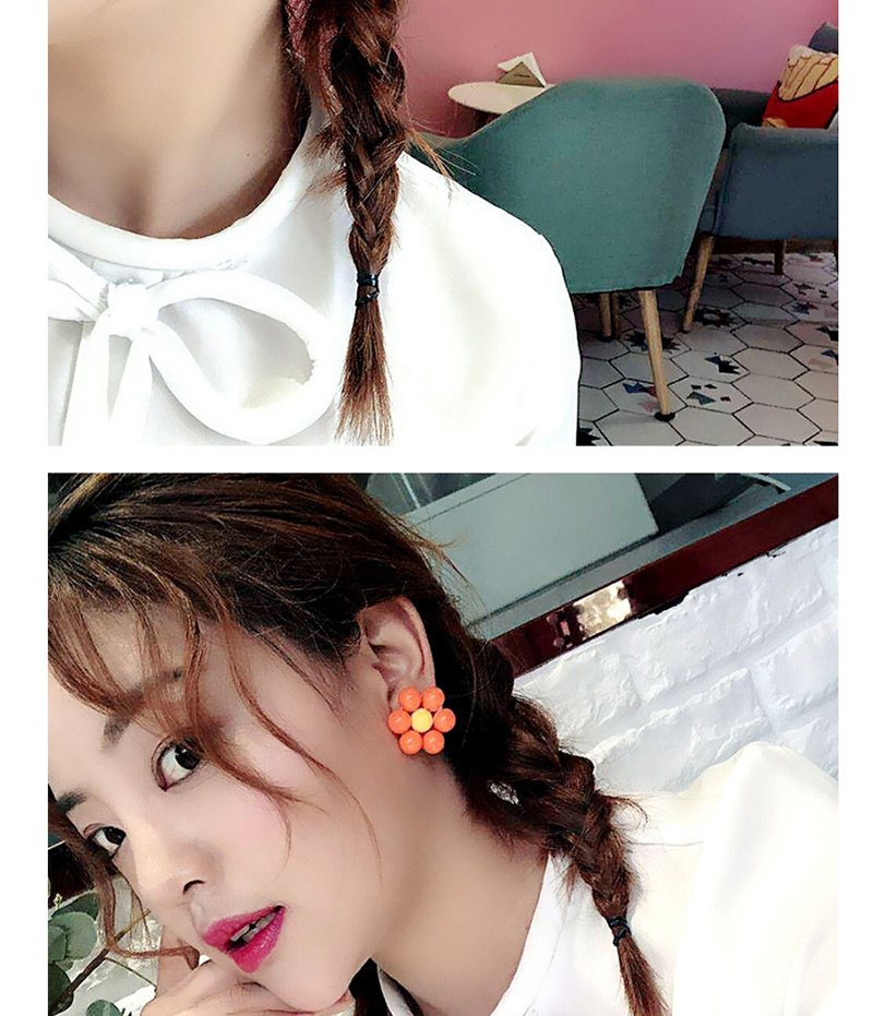 Fashion Orange Flower Beaded Flower Earrings,Stud Earrings
