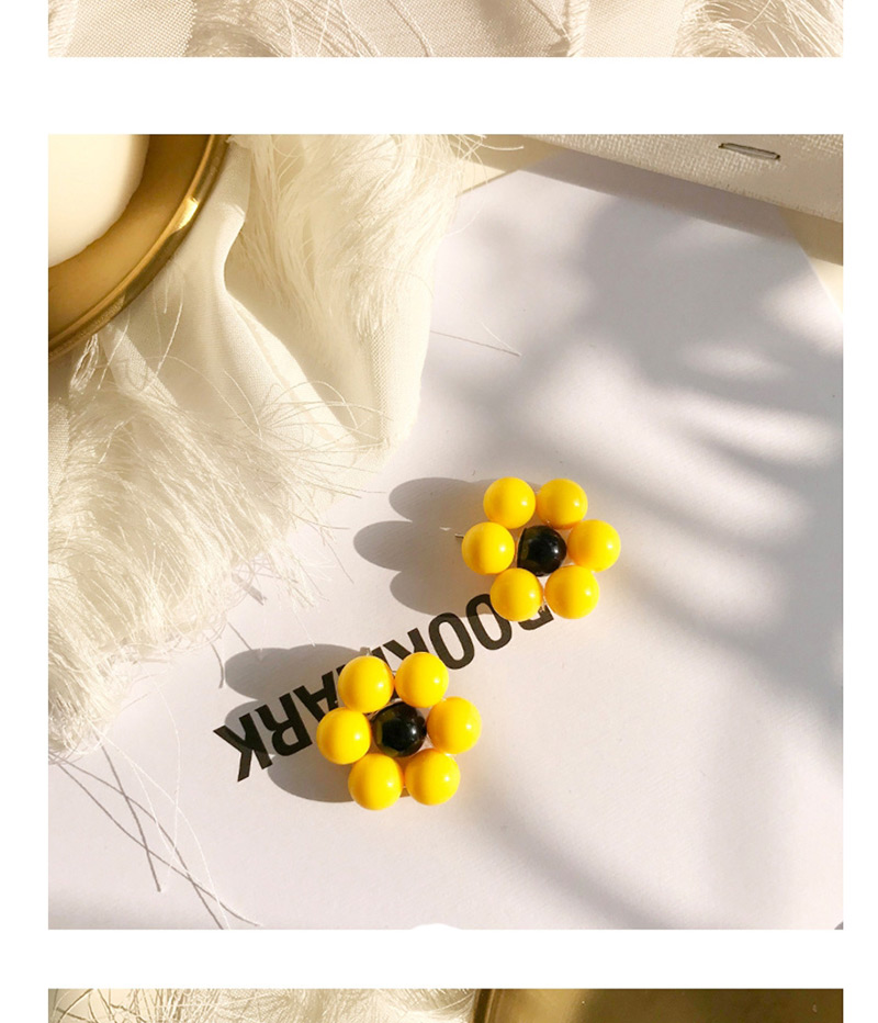 Fashion Yellow Flower Beaded Flower Earrings,Stud Earrings