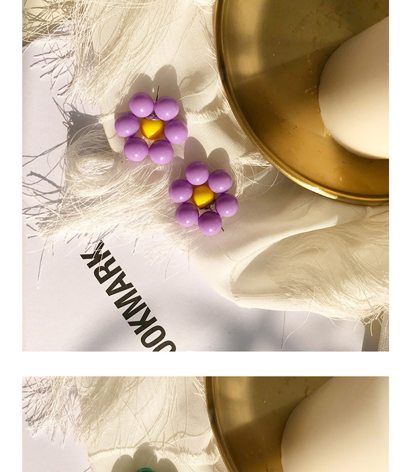 Fashion Purple Flower Beaded Flower Earrings,Stud Earrings