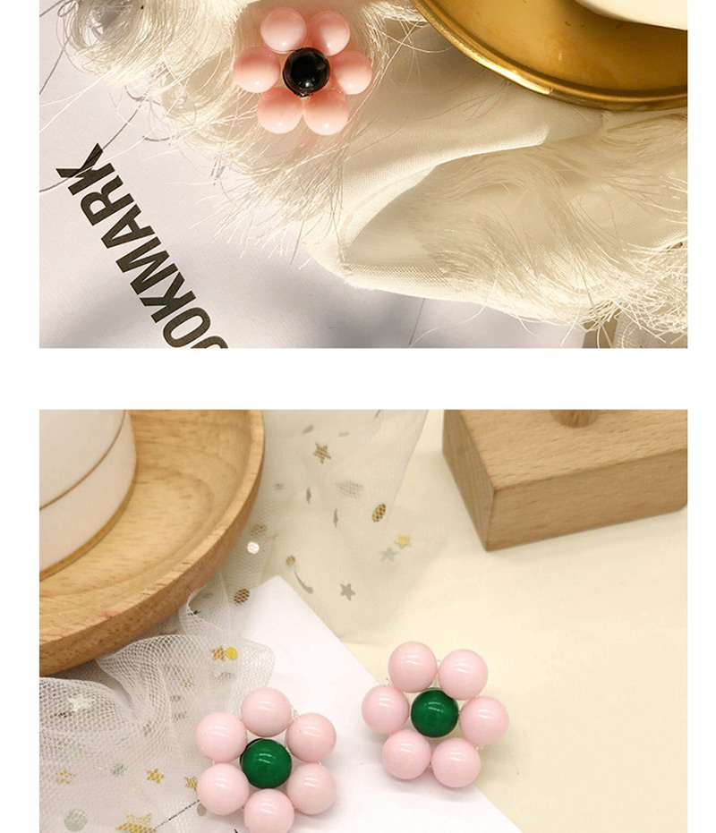 Fashion Powder Black Flower Beaded Flower Earrings,Stud Earrings