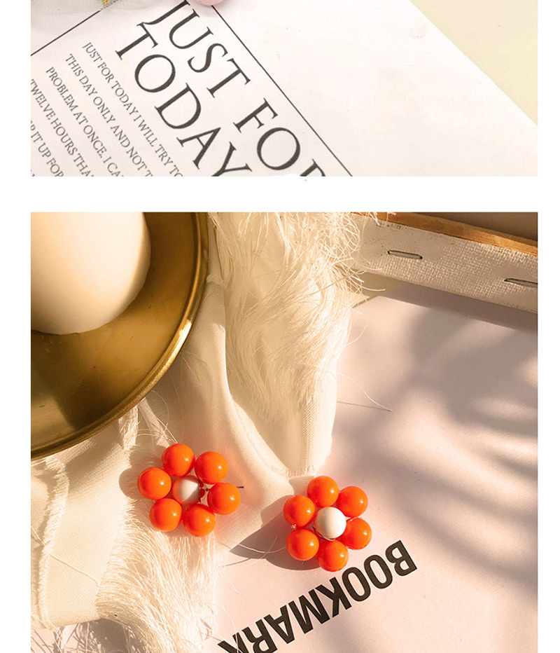 Fashion Orange White Flower Beaded Flower Earrings,Stud Earrings