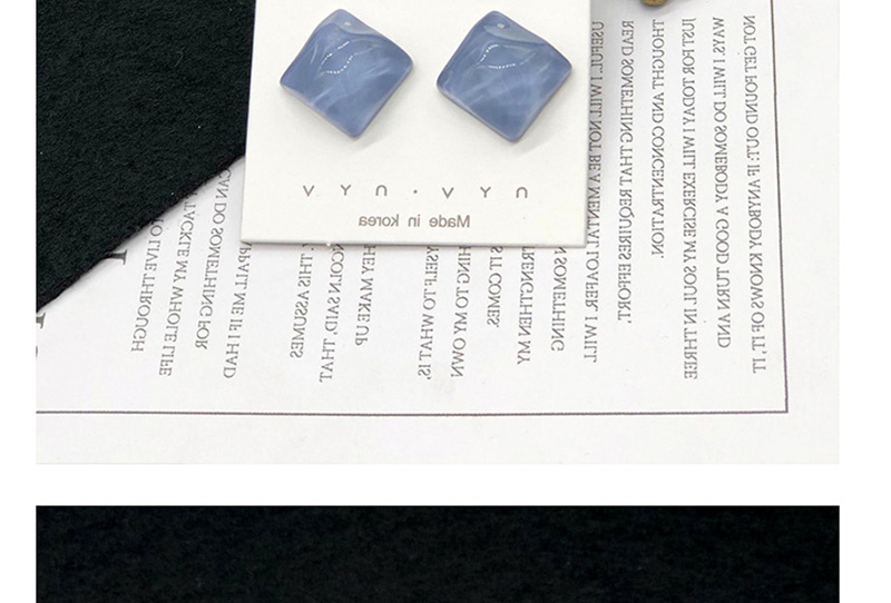 Fashion Blue Square Irregular Water Ripple Earrings,Stud Earrings