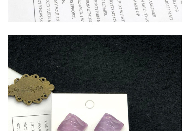 Fashion Purple Square Irregular Water Ripple Earrings,Stud Earrings