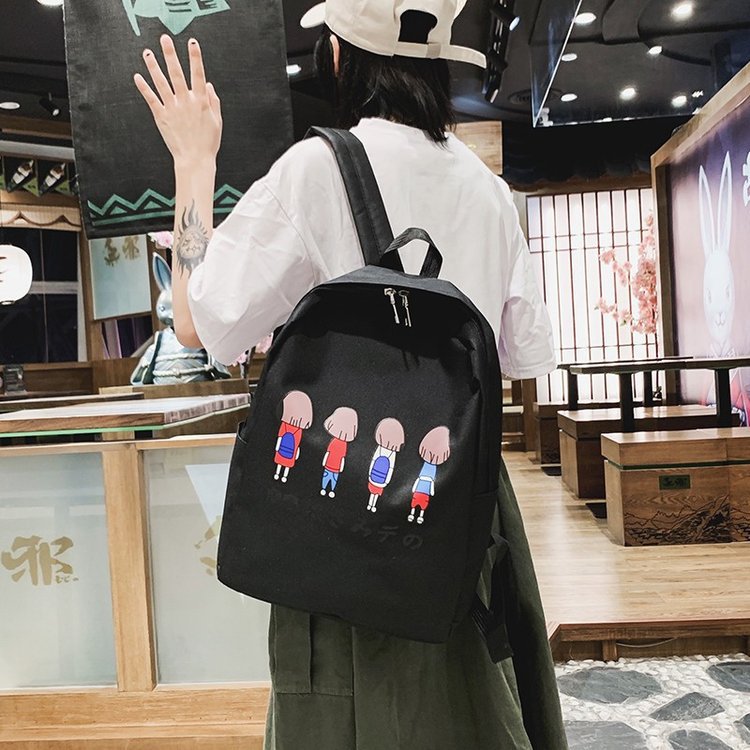 Fashion Red Cartoon Printed Canvas Backpack Three-piece Suit,Backpack