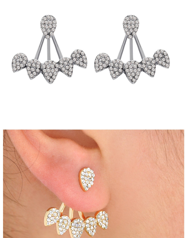 Fashion Silver Drop Alloy Geometry Water Droplets Full Of Split Ear Studs,Stud Earrings