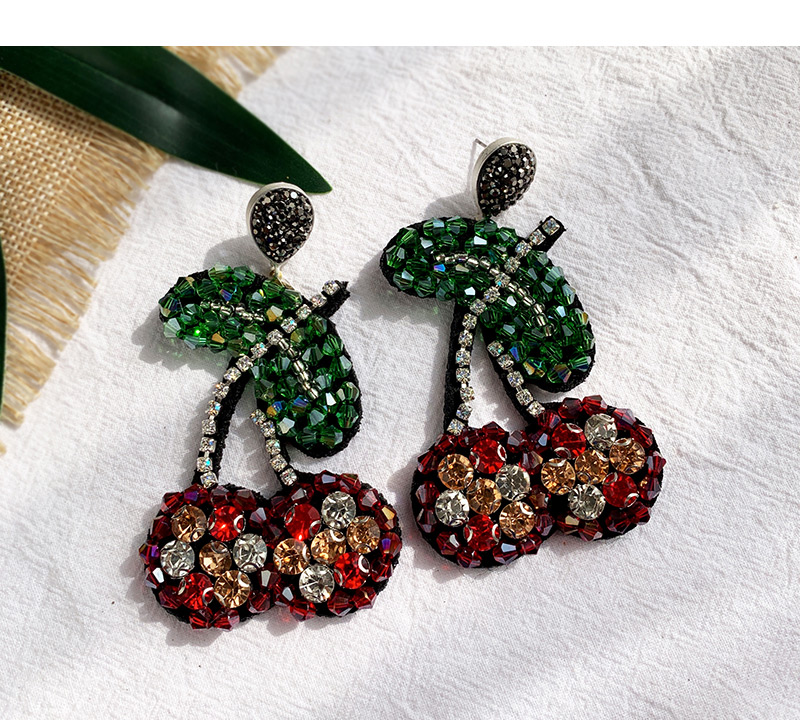Fashion Color Resin-studded Cherry Earrings,Drop Earrings