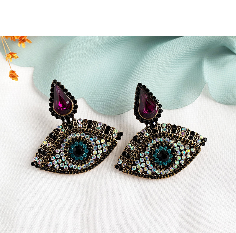 Fashion Black Alloy Diamond Eye Studs,Stud Earrings