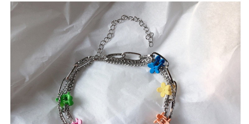 Fashion Color Chain Love Small Flower Necklace,Multi Strand Necklaces