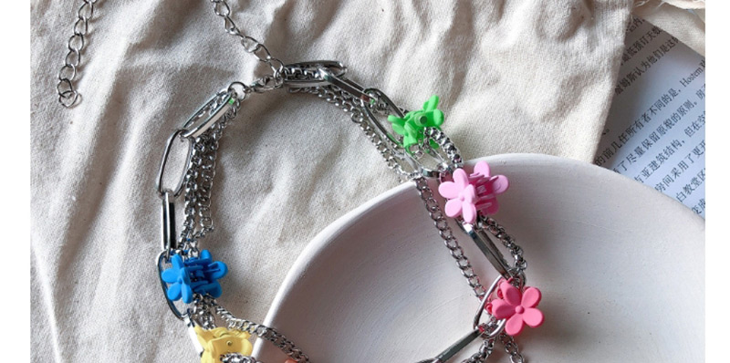 Fashion Color Chain Love Small Flower Necklace,Multi Strand Necklaces