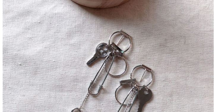 Fashion Silver Key Lock Earrings,Drop Earrings