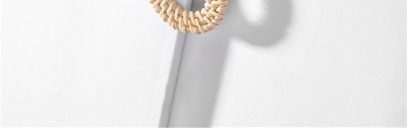 Fashion Khaki Natural Pearl Shell Rattan Braided Hollow Drop Earrings,Drop Earrings