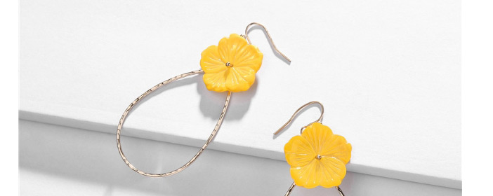 Fashion Yellow Natural Pearl Shell Flower Copper Drop Earrings,Drop Earrings