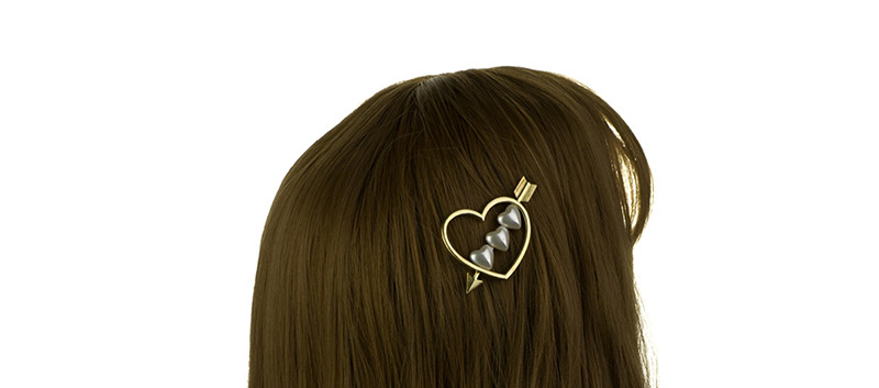 Fashion 2 Gold Color Love Heart Shaped Pearl Hair Clip,Hairpins