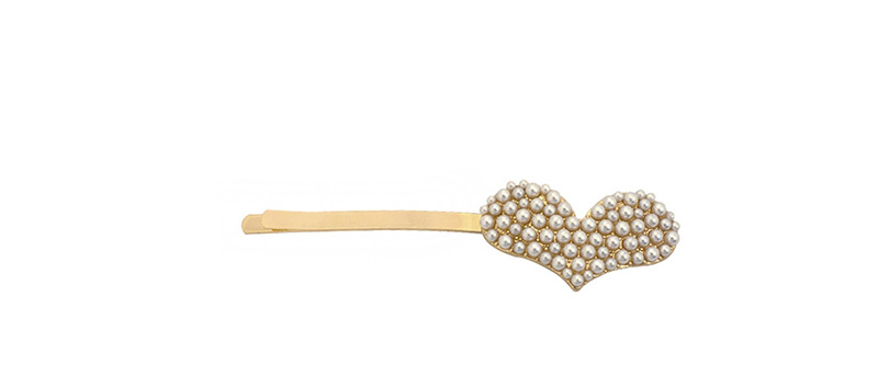 Fashion 3 Gold Color Love Heart Shaped Pearl Hair Clip,Hairpins