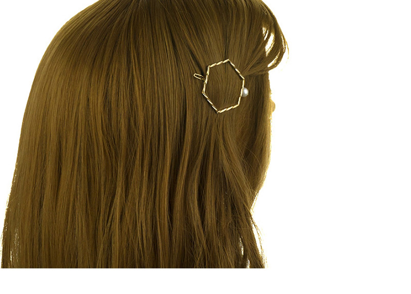 Fashion Hexagon Geometric Alloy Pearl Hairpin,Hairpins