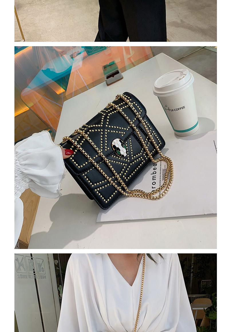 Fashion White Rivet Snake Head Shoulder Bag,Messenger bags