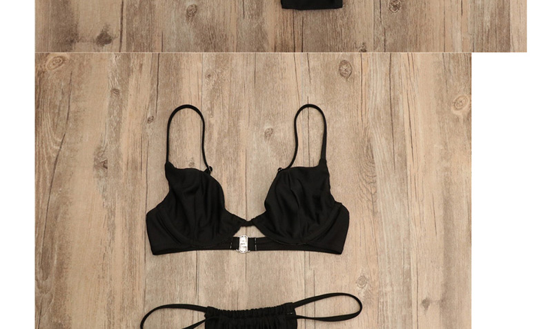 Fashion Black Steel Ring Solid Color Bikini,Bikini Sets