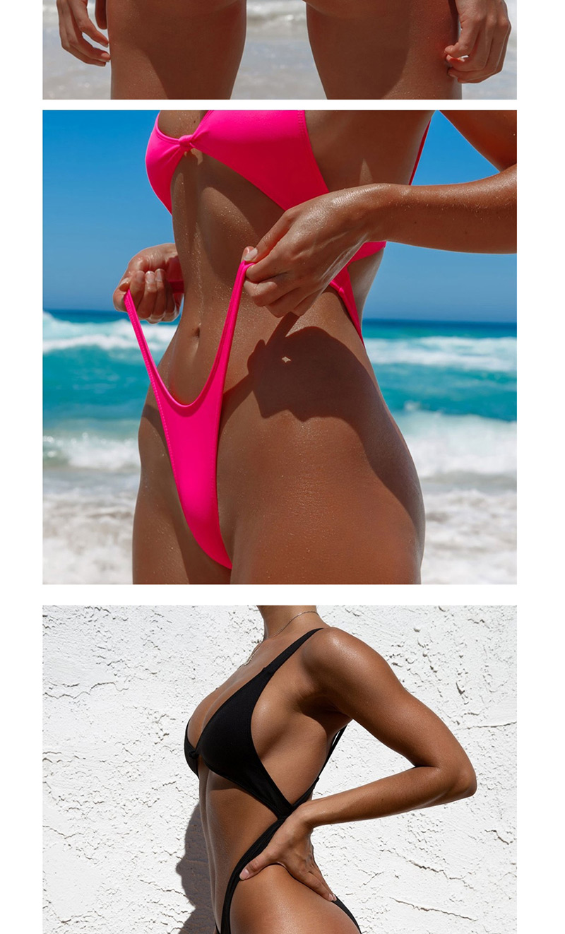 Fashion Fluorescent Rose Solid Color One-piece Swimsuit,Bikini Sets