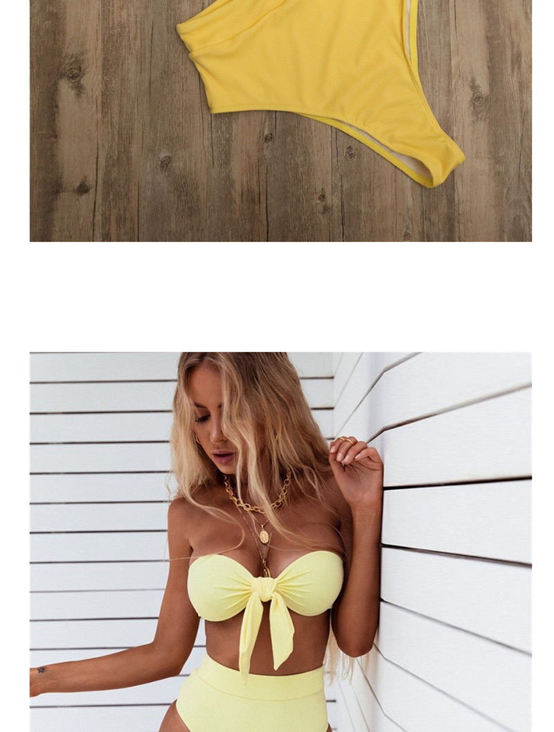 Fashion Yellow High Waist Knotted Chest Pad Bikini,Bikini Sets
