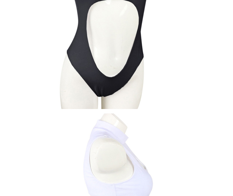 Fashion Black Zipper One-piece Swimsuit,One Pieces