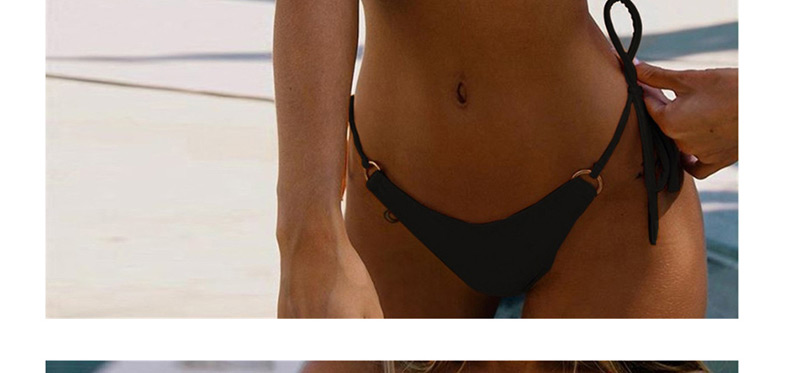 Fashion Black Strap Solid Color Adjustable Split Swimsuit With Chest Pad,Bikini Sets