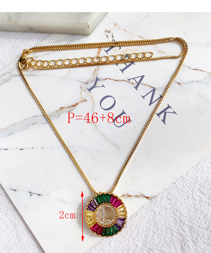 Fashion J Multi-color Copper Inlaid Zircon Letter Necklace,Necklaces