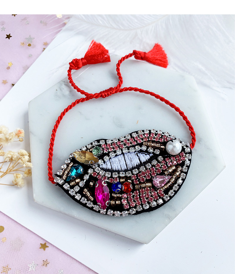 Fashion Color Beizhu Embroidered Diamond Mouth Adjustable Tassel Bracelet,Beaded Bracelet