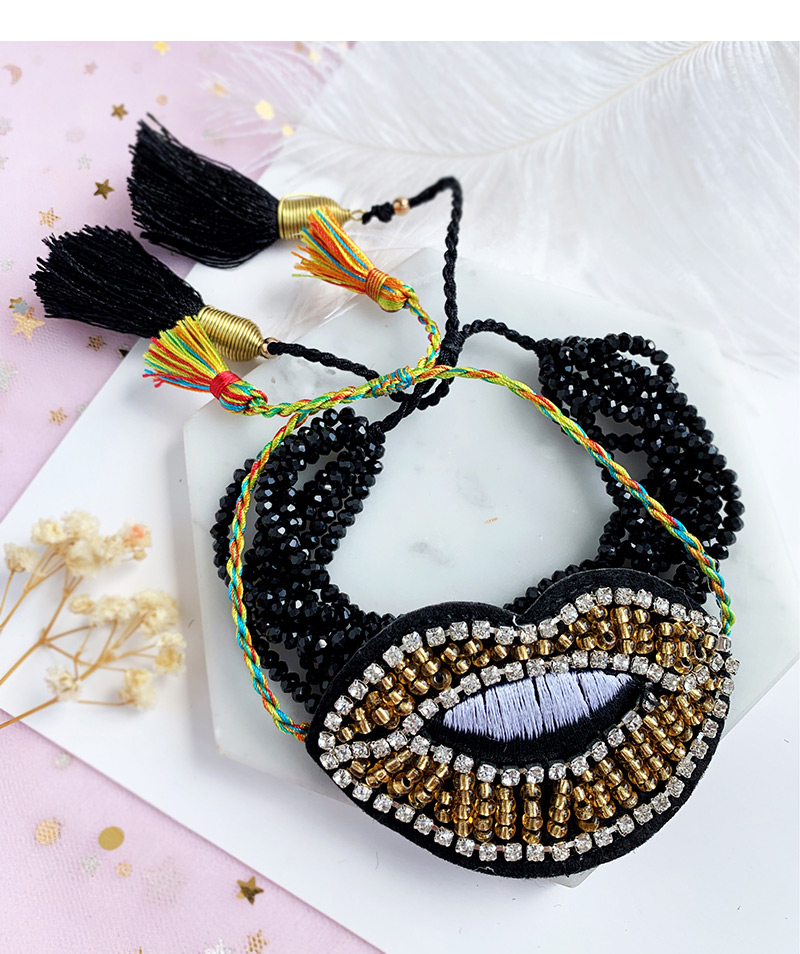 Fashion Gold Beizhu Embroidered Diamond Mouth Adjustable Tassel Bracelet,Beaded Bracelet