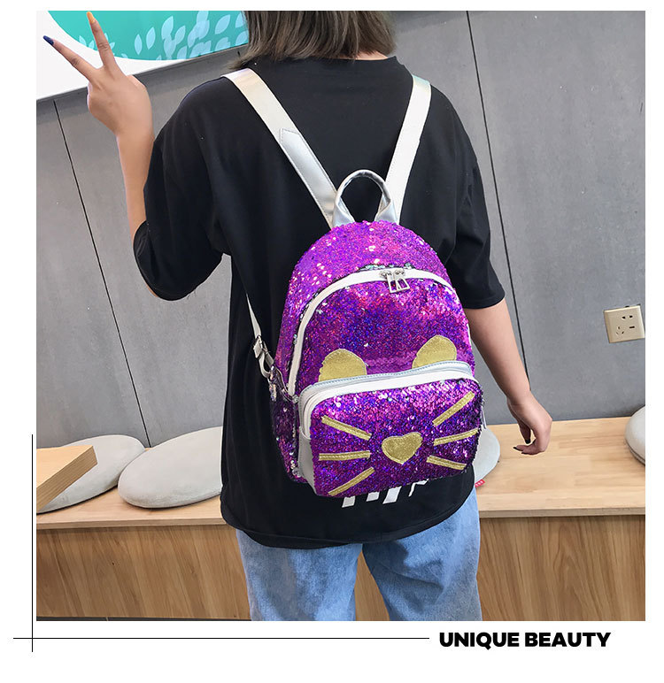 Fashion Light Purple Sequined Laser Backpack,Backpack