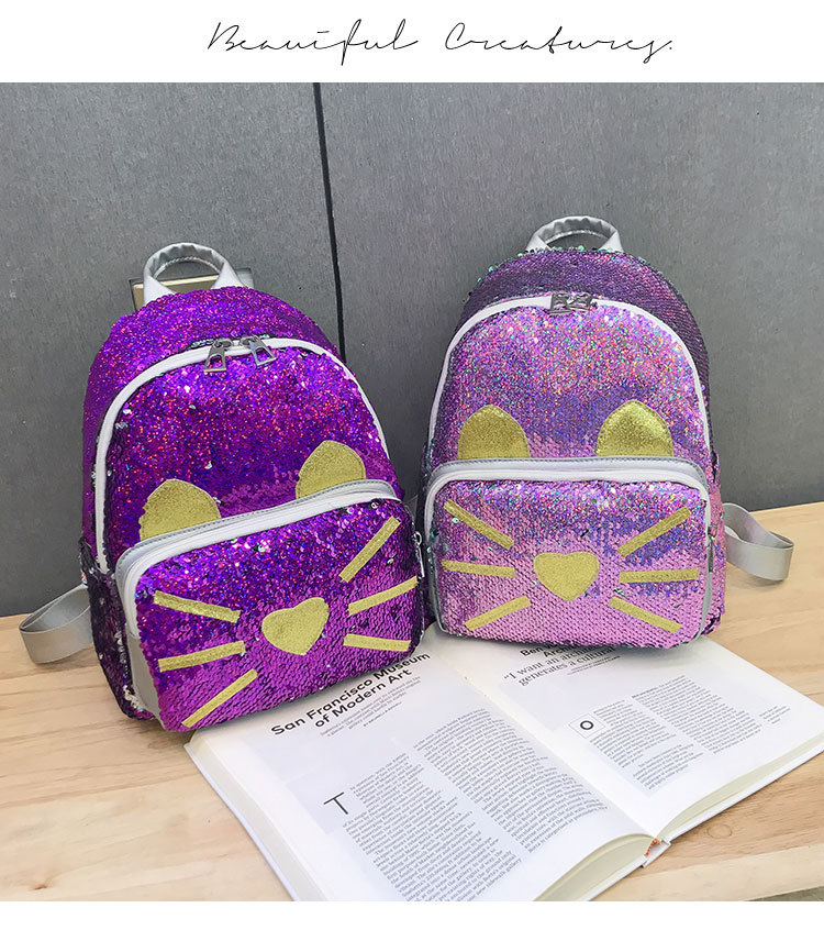 Fashion Purple Sequined Laser Backpack,Backpack