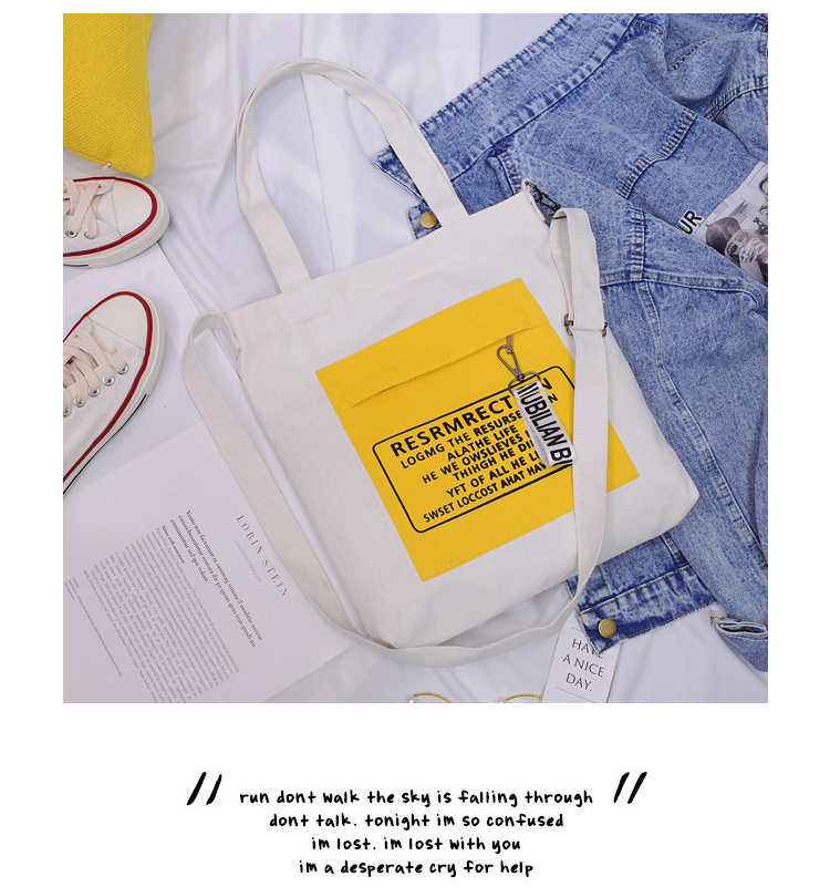 Fashion White Canvas Letter Shoulder Diagonal Tote,Messenger bags