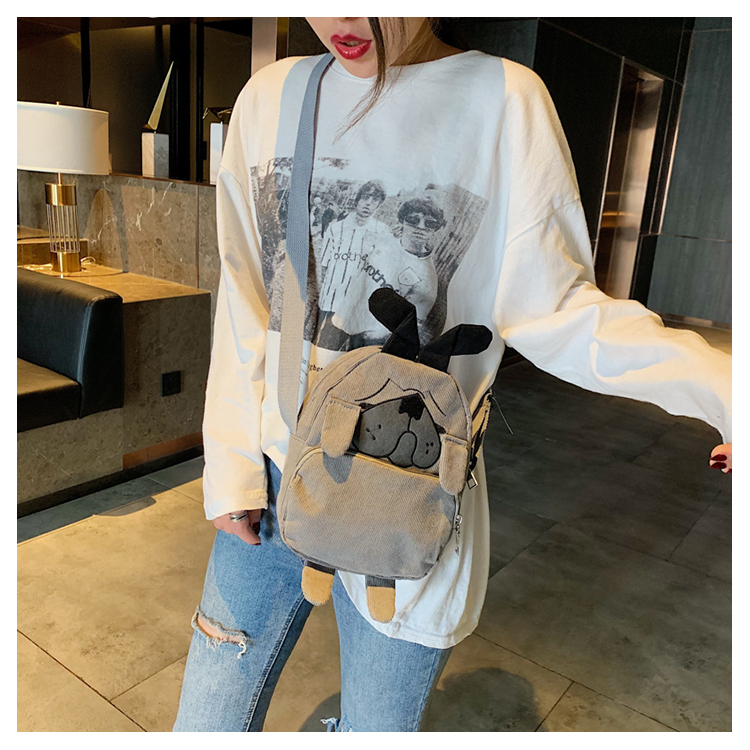 Fashion Gray Puppy Shoulder Messenger Bag,Shoulder bags