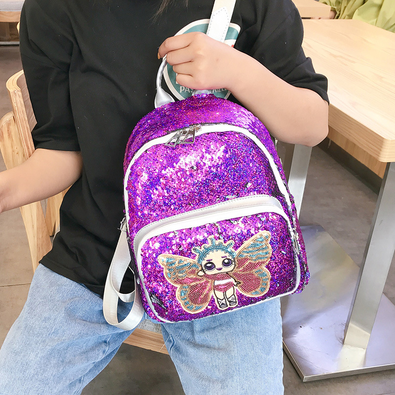 Fashion Purple Sequined Shoulder Bag,Backpack