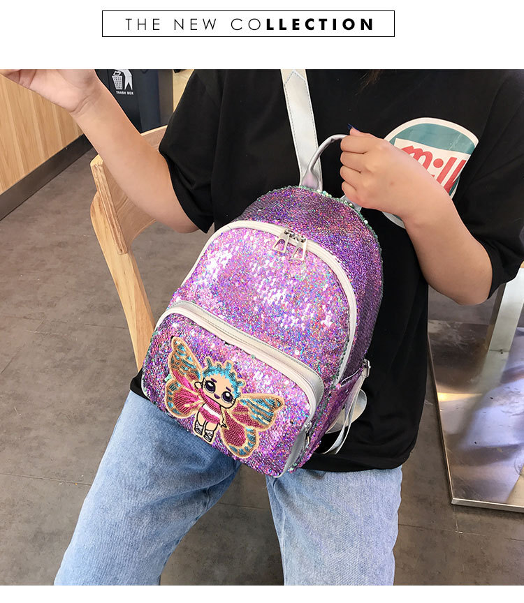 Fashion Light Purple Sequined Shoulder Bag,Backpack