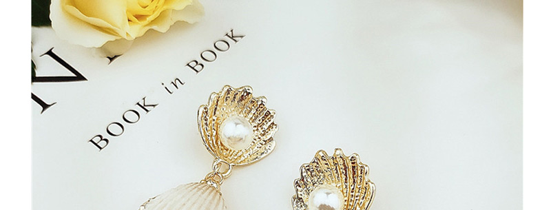 Fashion Yellow Alloy Shell With Diamond Earrings,Drop Earrings