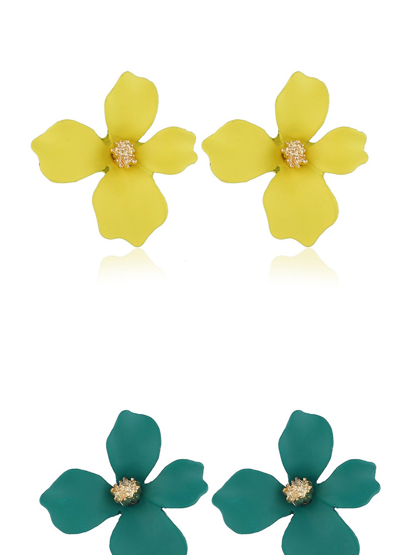 Fashion Dark Green Flower Earrings,Stud Earrings