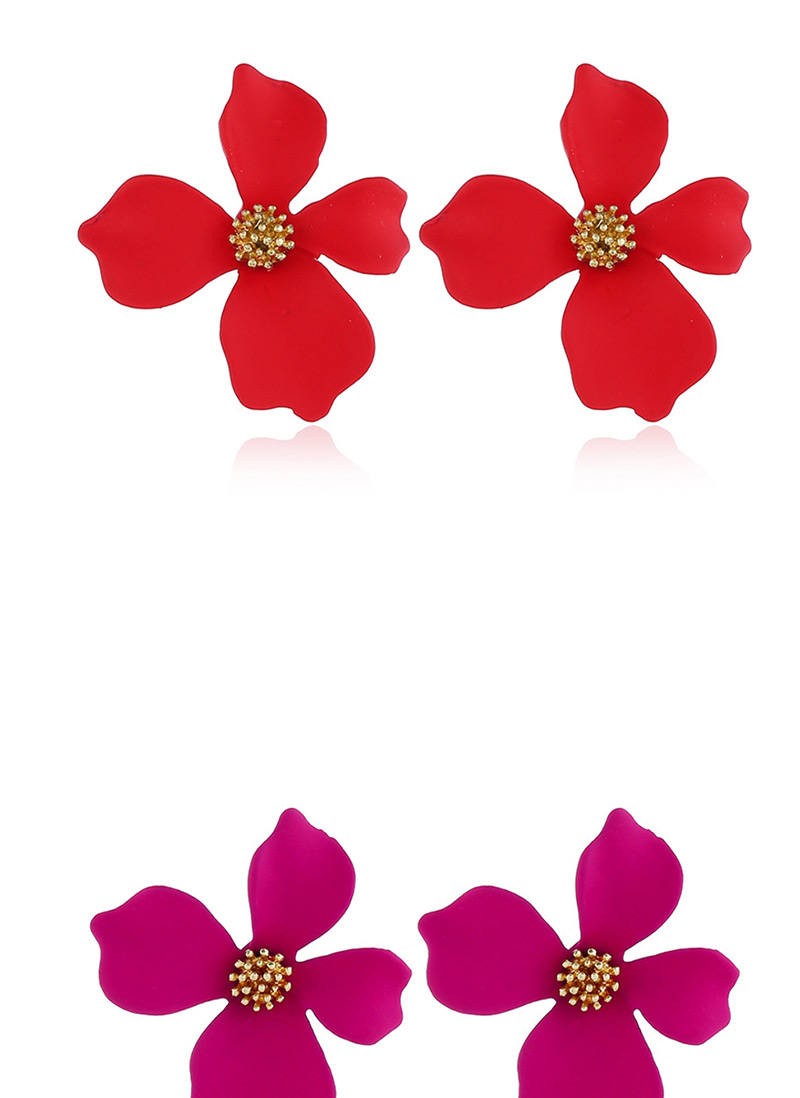 Fashion Pink Flower Earrings,Stud Earrings