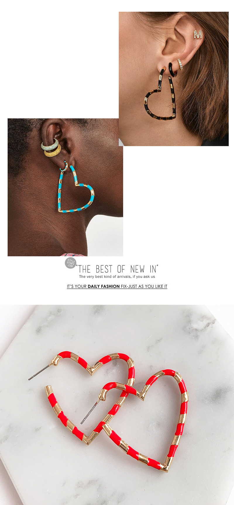 Fashion Black Alloy Love Earrings,Stud Earrings