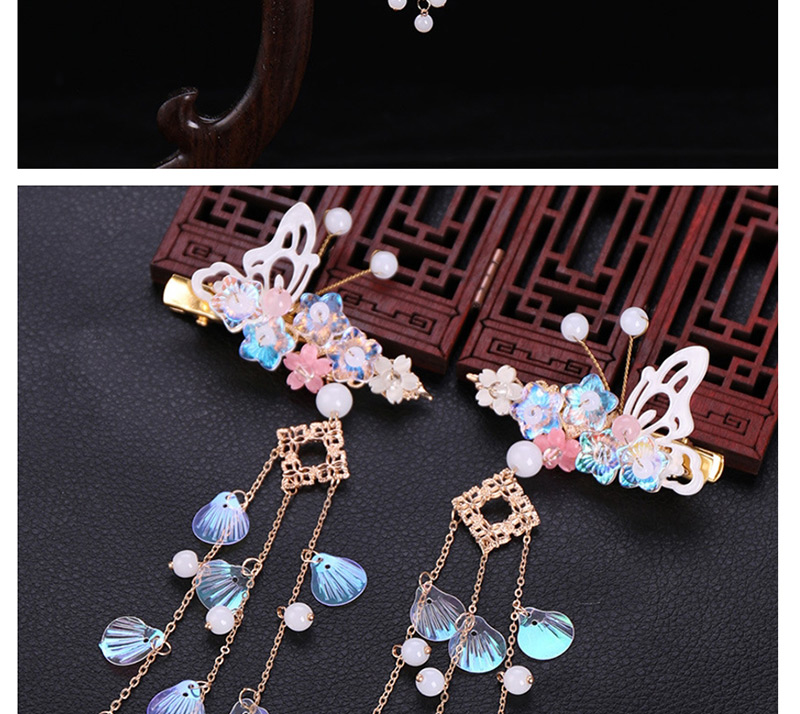 Fashion Color Crystal Tassel Pentagram Flower Hairpin,Hairpins