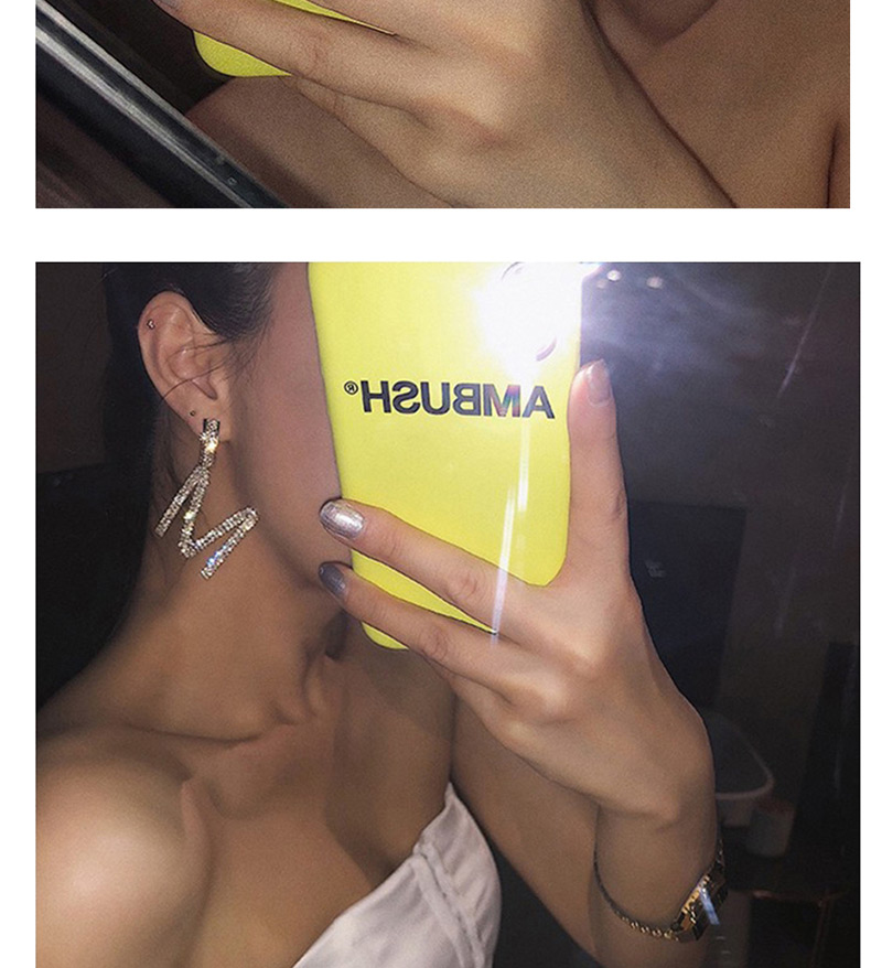 Fashion Gold  Silver Pin Full Diamond Letter Earrings,Drop Earrings