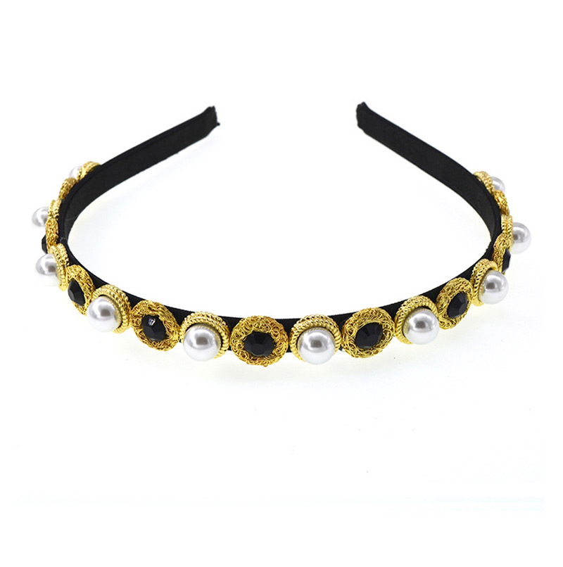 Fashion Black Pearl-studded Headband Slip,Head Band