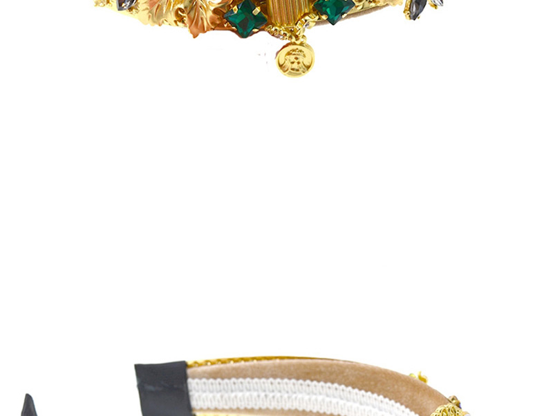 Fashion Gold Large Gemstone Three-dimensional Crown Headband,Head Band