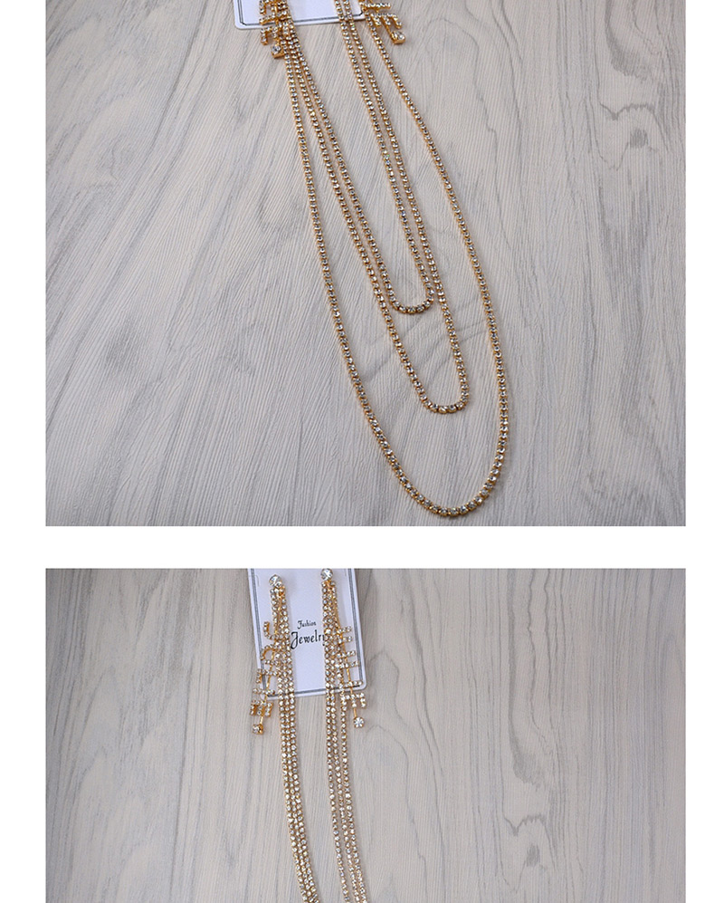 Fashion Gold Letter Full Of Tassel Necklace Earrings One,Drop Earrings