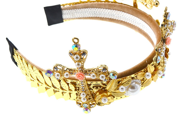 Fashion Gold Cross Pearl Jewel Headband,Head Band