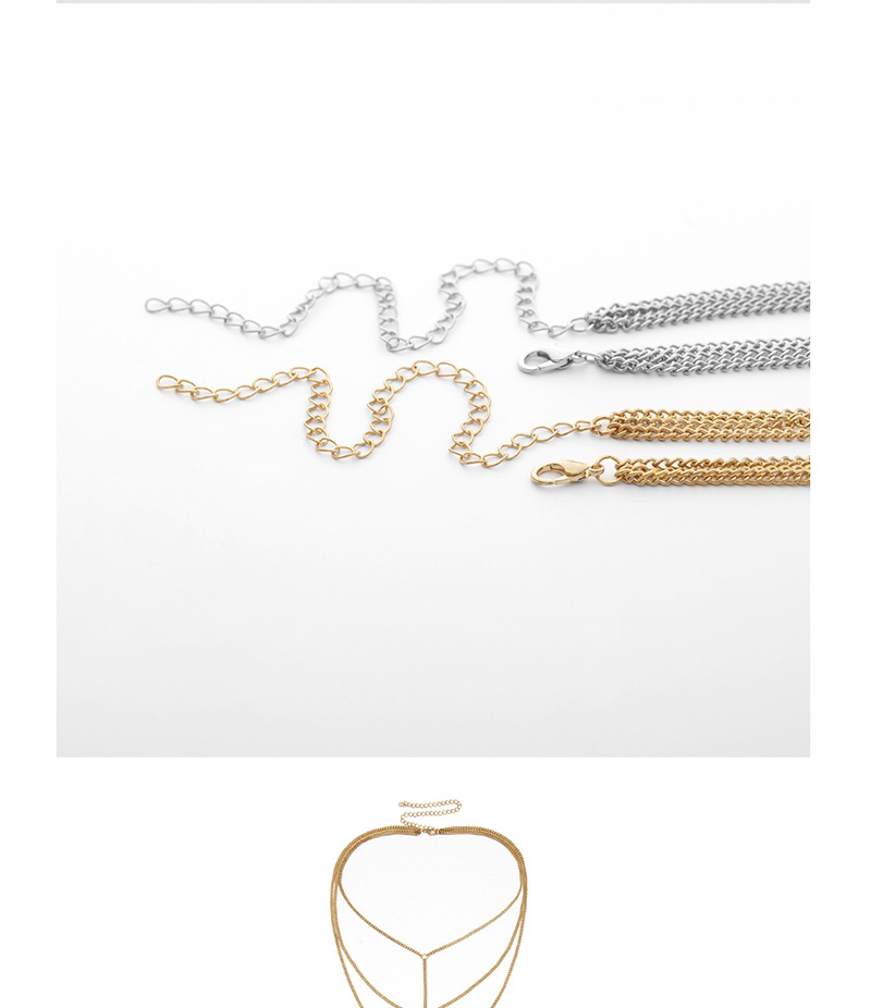 Fashion Gold Geometric Multilayer Tassel Body Chain,Body Chain