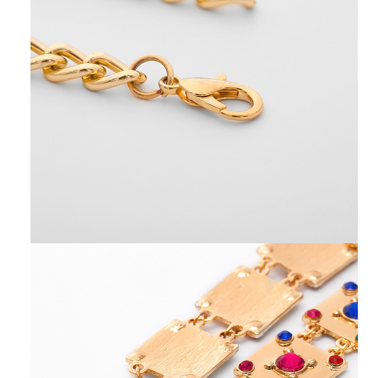Fashion Gold Geometric Gemstone Square Waist Chain,Body Piercing Jewelry
