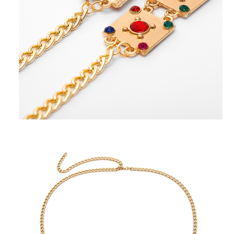 Fashion Gold Geometric Gemstone Square Waist Chain,Body Piercing Jewelry