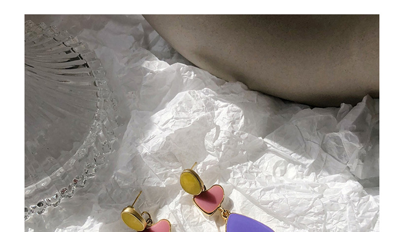 Fashion Purple Geometric Contrast Asymmetric Earrings,Drop Earrings