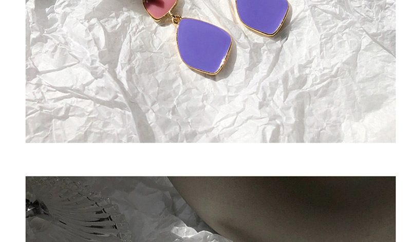 Fashion Purple Geometric Contrast Asymmetric Earrings,Drop Earrings