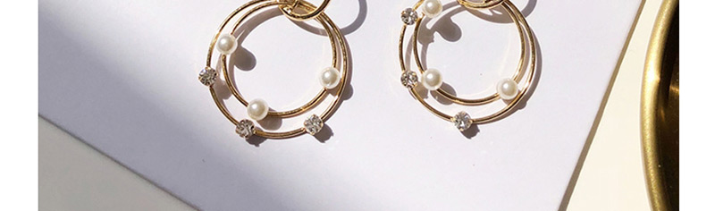 Fashion Gold Pearl Hollow Ring Stitching Stud Earrings,Drop Earrings